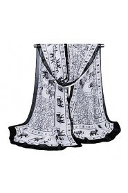 Women Chiffon Scarf Contrast Print Long Thin Shawl Pashmina