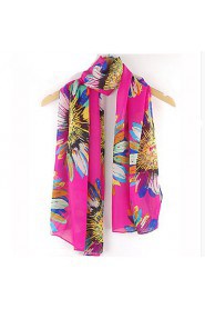 Women Bright Sunflower Printed Chiffon Scarves Female Sunscreen Shawl Beach Towel