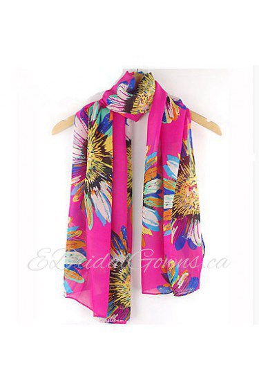 Women Bright Sunflower Printed Chiffon Scarves Female Sunscreen Shawl Beach Towel