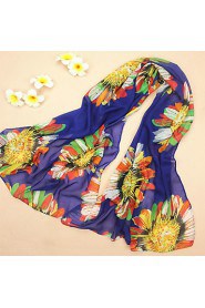 Women Bright Sunflower Printed Chiffon Scarves Female Sunscreen Shawl Beach Towel