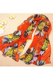 Women Bright Sunflower Printed Chiffon Scarves Female Sunscreen Shawl Beach Towel