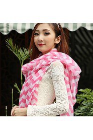 Spring Color Stitching Large Size Chiffon Ripple Waves Stripes Scarf