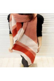 Retro Stripes Stitching Color Wool Knit Warm Bevel Scarves