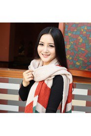 Retro Stripes Stitching Color Wool Knit Warm Bevel Scarves