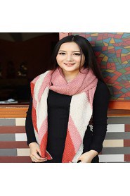 Retro Stripes Stitching Color Wool Knit Warm Bevel Scarves