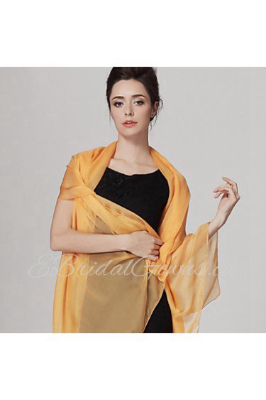 Women Cute Pure Color High-end Scarves Orange Chiffon Shawl Beach Towel