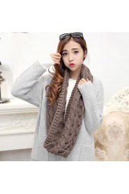 Women Cute High-end Couple Pure Color Thick Line Twist Warm Knitted Scarf