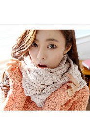 Women Cute High-end Couple Pure Color Thick Line Twist Warm Knitted Scarf