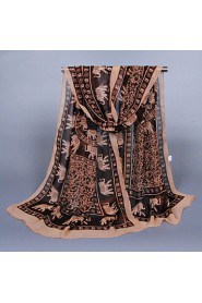 Women's Chiffon Colorful Print Scarf