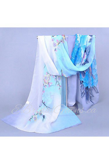 Women's Chiffon Colorful Flowers Print Scarf