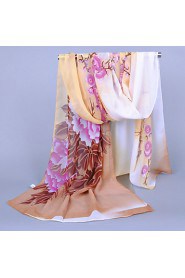 Women's Chiffon Colorful Flowers Print Scarf