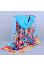 Women's Chiffon Colorful Print Scarf