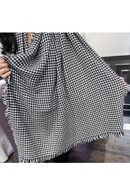 Classic Houndstooth Thick Warm Wool Scarves Long Wide Black And White Plaid Shawl