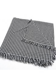 Classic Houndstooth Thick Warm Wool Scarves Long Wide Black And White Plaid Shawl