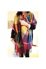 Long Fringed Scarves Warm Color Plaid Scarf Shawl