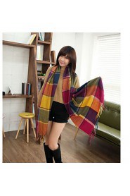 Long Fringed Scarves Warm Color Plaid Scarf Shawl