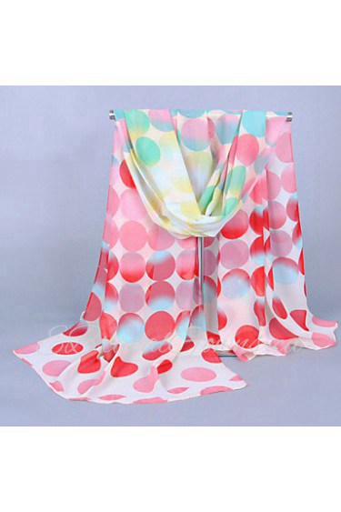 Women's Chiffon Colorful Round Dots Print Scarf