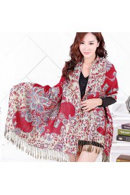 National Wind Jacquard Fringed Shawl Travel Cotton Long Warm Scarves