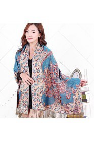 National Wind Jacquard Fringed Shawl Travel Cotton Long Warm Scarves