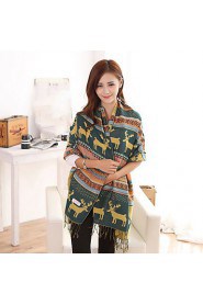 Jacquard knit Bohemian Christmas Snowflake Fawn Colored Geometric Thick Scarves Scarf