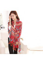 Jacquard knit Bohemian Christmas Snowflake Fawn Colored Geometric Thick Scarves Scarf