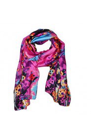 Women's Flora Print Satin Square Bandana Scarf