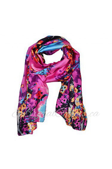 Women's Flora Print Satin Square Bandana Scarf