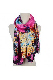 Women's Flora Print Satin Square Bandana Scarf