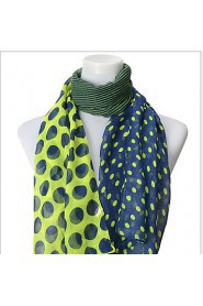 Women Cute Candy Color Thin Stripes Wave Dot Chiffon Scarf