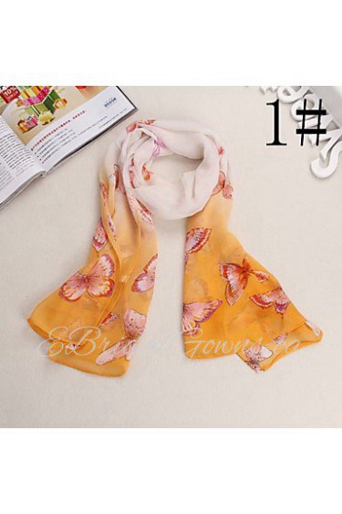 Bully Hand Painted Butterflies Shawl Sunscreen Chiffon Scarf