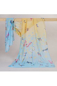 Bully Hand Painted Butterflies Shawl Sunscreen Chiffon Scarf