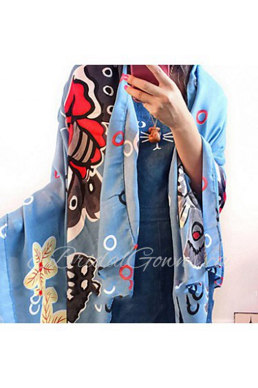 Butterfly Printed cCotton Twill Scarves Oversized Scarf