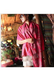 Autumn And Winter National Wind Cotton Jacquard Resort Scarves Female Long Section Of Dual-use Sunscreen Shawl