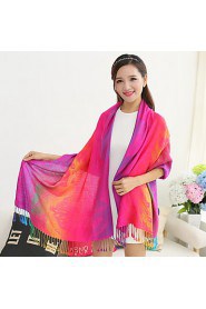 Ms National Wind Long Fringed Shawls Spend Jacquard Warm Colorful Rainbow-colored Feathers Scarves