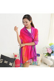 Ms National Wind Long Fringed Shawls Spend Jacquard Warm Colorful Rainbow-colored Feathers Scarves