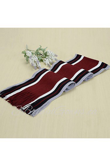 Men's Winter Fringed Scarves Thick Black Mixed Colors Striped Scarf