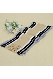 Men's Winter Fringed Scarves Thick Black Mixed Colors Striped Scarf