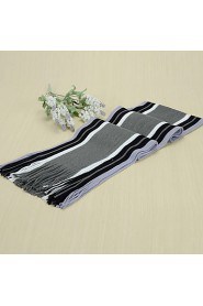 Men's Winter Fringed Scarves Thick Black Mixed Colors Striped Scarf