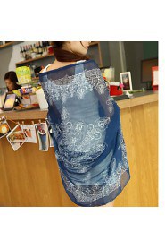 Korean Version Of The Fall And Winter Female Retro Print Blue And White Scarves Chiffon Long Section Scarf