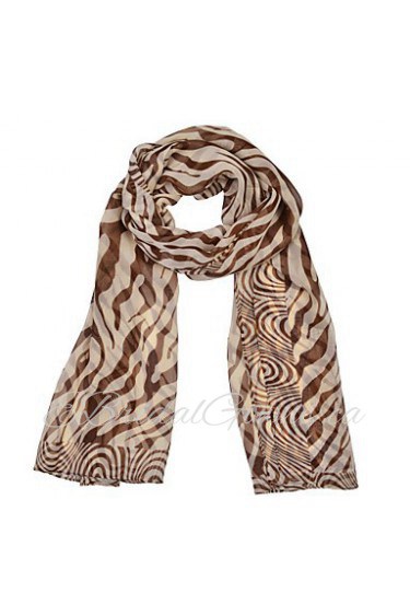 Women's Zebra Print Chiffion Square Bandana Scarf 150*50cm