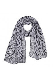 Women's Zebra Print Chiffion Square Bandana Scarf 150*50cm