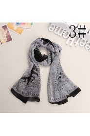 Bully Retro Flower Silk Chiffon Scarf