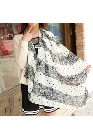 Polka Dot Chiffon Lace Stitching Color Long Scarf Shawl