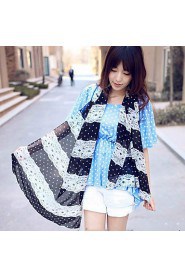 Polka Dot Chiffon Lace Stitching Color Long Scarf Shawl