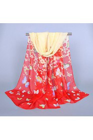 Women's Chiffon Colorful Butterfly Print Scarf