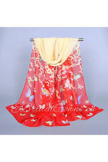 Women's Chiffon Colorful Butterfly Print Scarf