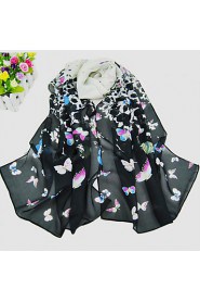 Women's Chiffon Colorful Butterfly Print Scarf