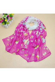 Women's Chiffon Colorful Butterfly Print Scarf