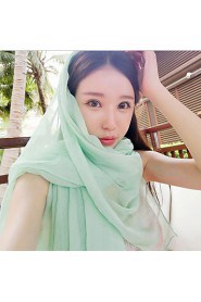 Korean Summer Long Oversized Beach Towel Scarf Pure Color Sunscreen Silk