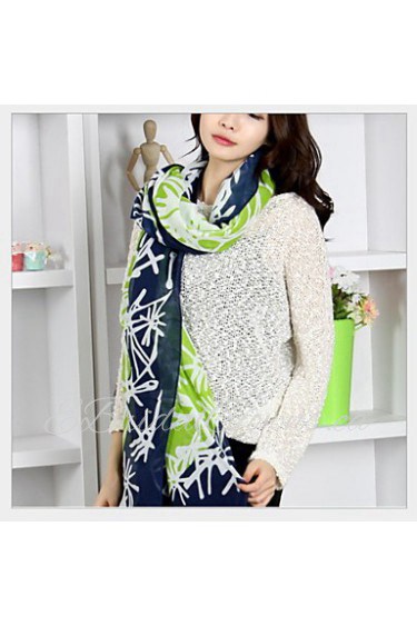 Super Beautiful Snowflake Line Printed Voile Green Scarf Mixed Colors Scarves